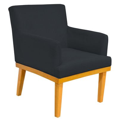 Kit 02 Poltronas Decorativas Para Sala de Estar Base Mel Beatriz W01 Suede Preto - Lyam Decor