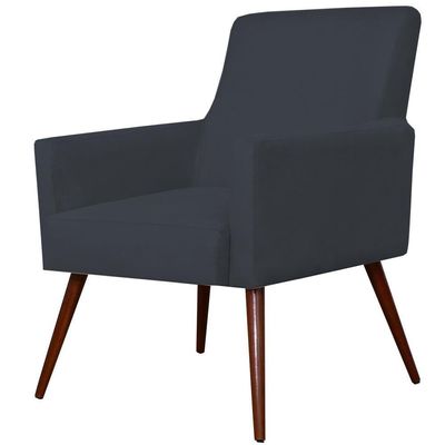 Kit 02 Poltronas Decorativas Sala de Estar e Recepção Maria W01 Pés Palito Suede Preto - Lyam Decor