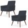 Kit 02 Poltronas Decorativas Sala de Estar e Recepção Maria W01 Pés Palito Suede Preto - Lyam Decor