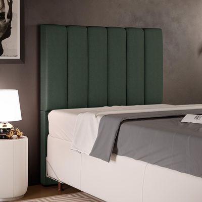 Cabeceira Cama Box Solteiro 100 cm Dália W01 Linho Verde Musgo - Lyam Decor