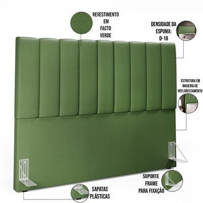 Kit Cabeceira Cama Box Casal Queen 160cm Calçadeira Baú Dália W01 Facto Verde Musgo - Lyam Decor