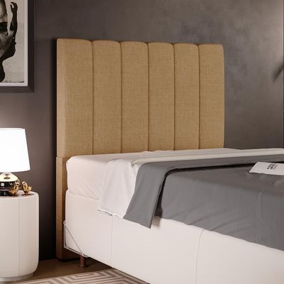Cabeceira Cama Box Solteiro 100 cm Dália W01 Linho Bege Escuro - Lyam Decor