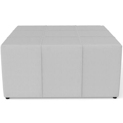 Puff Decorativo Para Sala de Estar Quadrado Milano 90x90cm W01 Linho Cinza - Lyam Decor