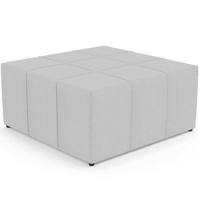 Puff Decorativo Para Sala de Estar Quadrado Milano 90x90cm W01 Linho Cinza - Lyam Decor