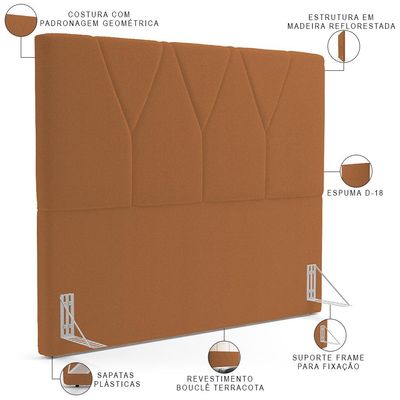 Cabeceira Cama Box Casal King 195 cm Aurora W01 Bouclê Terracota - Lyam Decor
