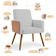 Kit 04 Poltronas Decorativa Maria W01 Pés Palito Linho Cinza Couríssimo Camel - Lyam Decor