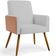 Kit 04 Poltronas Decorativa Maria W01 Pés Palito Linho Cinza Couríssimo Camel - Lyam Decor