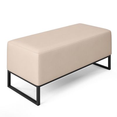Kit 02 Puffs Decorativo Para Sala de Estar Cléo W01 Base de Ferro 90 cm Suede Bege - Lyam Decor