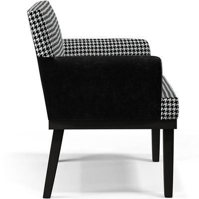 Poltrona Decorativa Base Tabaco Beatriz W01 Suede Pied Poule Couríssimo Preto - Lyam Decor