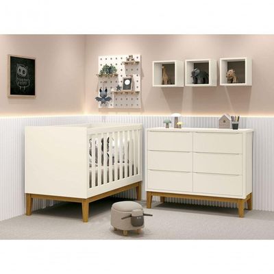 Jogo De Quarto Para Bebê Classic New Areia Fosco Com Madeira - Moveisaqui
