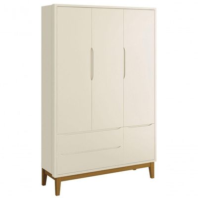 Jogo De Quarto Para Bebê Completo 3 Portas Classic New Areia Fosco Com Madeira - Moveisaqui