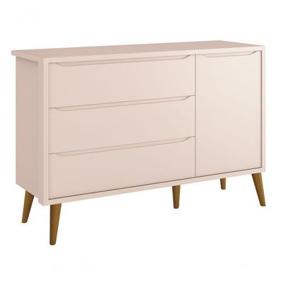 Jogo De Quarto Para Bebê Completo 3 Portas Théo New Rosa Fosco Com Madeira - Reller