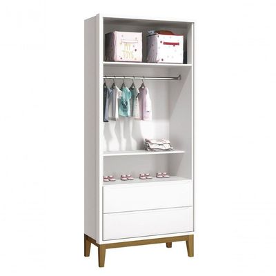 Jogo De Quarto Para Bebê Completo 2 Portas Classic New Branco Fosco Com Madeira - Moveisaqui