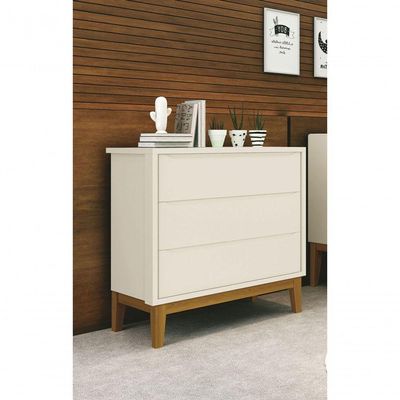 Cômoda Gaveteiro Classic New Areia Fosco Com Madeira - Reller