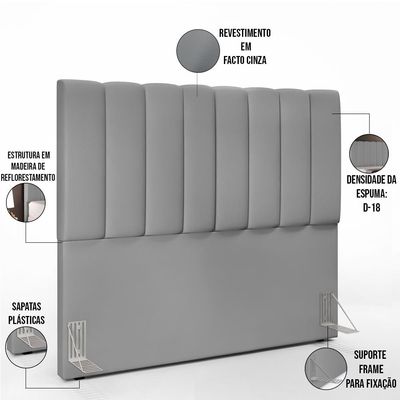 Cabeceira Cama Box Casal 140 cm Dália W01 Facto Cinza - Lyam Decor