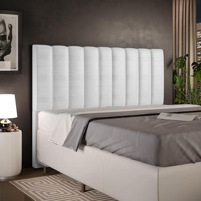 Cabeceira Cama Box Casal King 195 cm Dália W01 Facto Cinza Metalizado - Lyam Decor