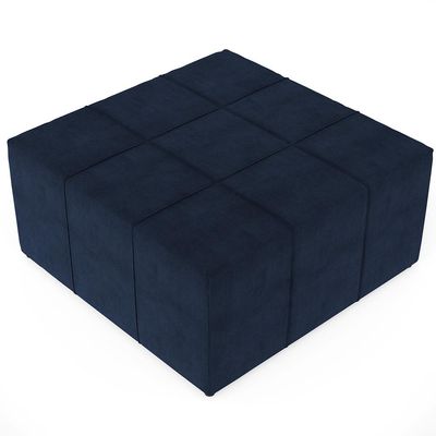Puff Decorativo Para Sala de Estar Quadrado Milano 90x90cm W01 Suede Azul Marinho - Lyam Decor