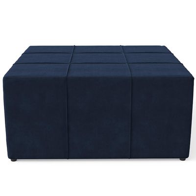 Puff Decorativo Para Sala de Estar Quadrado Milano 90x90cm W01 Suede Azul Marinho - Lyam Decor