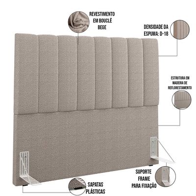 Cabeceira Cama Box Casal 140 cm Dália W01 Bouclê Bege - Lyam Decor