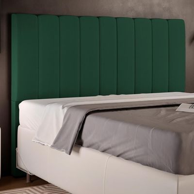 Cabeceira Cama Box Casal King 195 cm Dália W01 Suede Verde Musgo - Lyam Decor