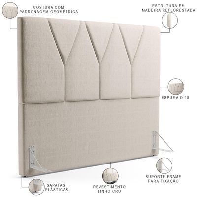 Cabeceira Cama Box Casal King 195 cm Aurora W01 Linho Cru - Lyam Decor