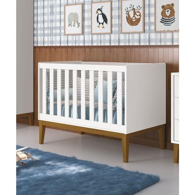 Berço Americano Classic New Branco Fosco Com Madeira - Reller