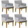 Kit 04 Poltronas Decorativas Para Sala De Estar Base Mel Beatriz W01 Linho Cinza - Lyam Decor