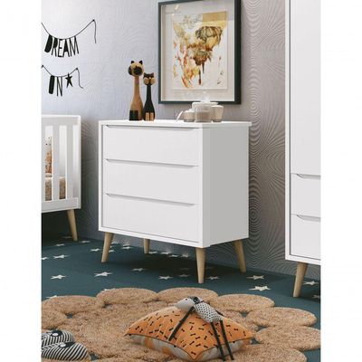 Cômoda Gaveteiro Théo New Branco Fosco Com Natural - Reller