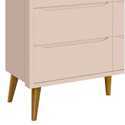 Cômoda 6 Gavetas Théo New Rosa Fosco Com Madeira - Moveisaqui