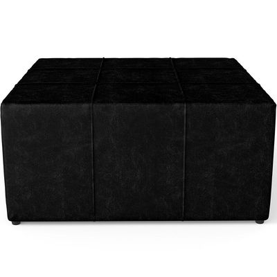 Puff Decorativo Para Sala de Estar Quadrado Milano 90x90cm W01 Couríssimo Preto - Lyam Decor