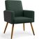 Kit 04 Poltronas Decorativa Maria W01 Pés Palito Linho Verde Musgo Couríssimo Preto - Lyam Decor