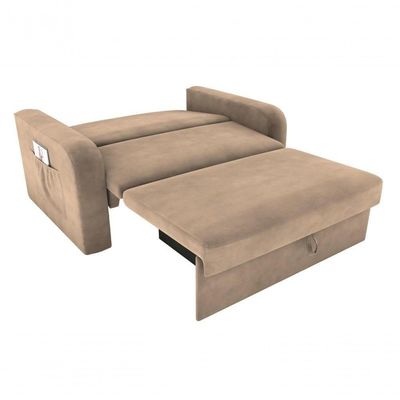 Sofá Cama Daiane 2 Lugares Com Baú Suede Bege Matrix