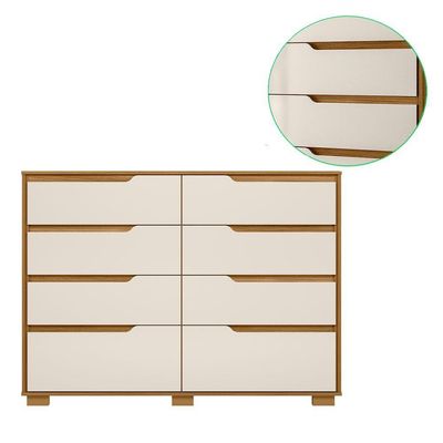 Comoda Casal Quarto Georgia 8 Gavetas Freijo Com Off White - Moval