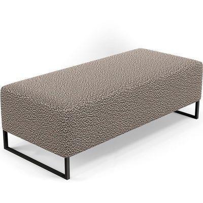 Kit 02 Puffs Decorativo Sala de Estar Bali W01 Base Ferro 120x50 cm Bouclê Bege - Lyam Decor