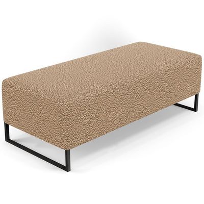 Kit 02 Puffs Decorativo Sala de Estar Bali W01 Base Ferro 120x50 cm Bouclê Mostarda - Lyam Decor