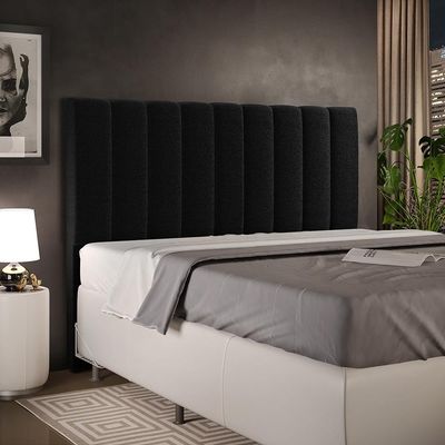 Cabeceira Cama Box Casal King 195 cm Dália W01 Bouclê Preto - Lyam Decor