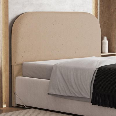 Cabeceira Cama Box Queen 160cm Orgânica Lanna W01 Linho Bege Escuro - Lyam Decor