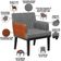 Kit 02 Poltronas Decorativa Base Tabaco Beatriz W01 Suede Pied Poule Couríssimo Camel - Lyam Decor