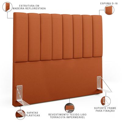 Cabeceira Cama Box Casal 140 cm Dália W01 Tecido Terracota - Lyam Decor