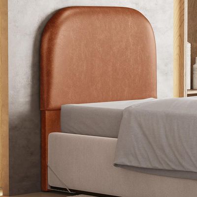 Cabeceira Cama Box 100cm Orgânica Lanna W01 Couríssimo Camel - Lyam Decor