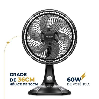 Ventilador De Mesa Britânia BVT301 60W Maxx Force Preto 220V
