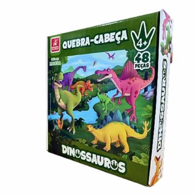 Quebra-Cabeça Dinossauros - 48 peças - Madeira - 2488 - Brincadeira De Criança
