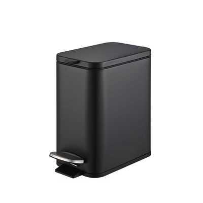 Lixeira 5 Litros Retangular Pedal Aço Carbono Preto Antidigital Frame Brinox Preto