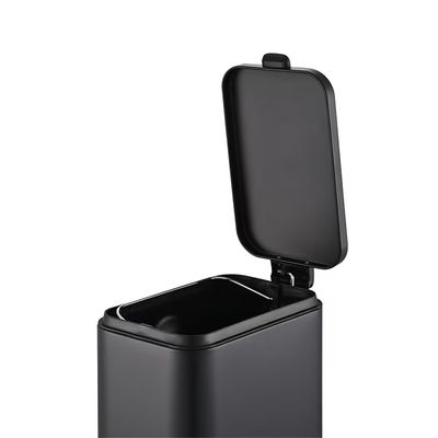 Lixeira 5 Litros Retangular Pedal Aço Carbono Preto Antidigital Frame Brinox Preto