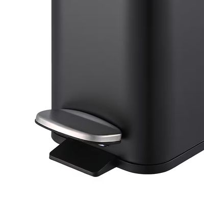 Lixeira 5 Litros Retangular Pedal Aço Carbono Preto Antidigital Frame Brinox Preto