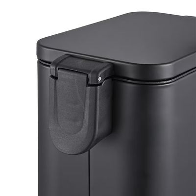 Lixeira 5 Litros Retangular Pedal Aço Carbono Preto Antidigital Frame Brinox Preto