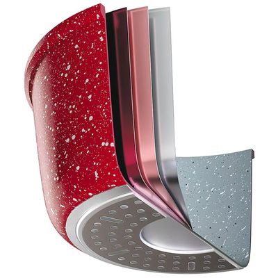 Conjunto de Panelas 4 Peças Colorstone Antiaderente Tampas de Vidro e Cabos de Baquelite Volcano Euro Home Vermelho