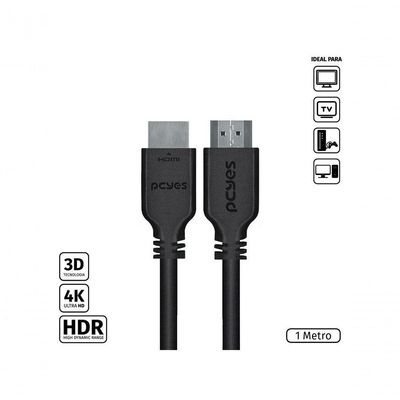 Cabo Hdmi 2.0 4k 30awg Puro Cobre 1 Metro - Phm20-1