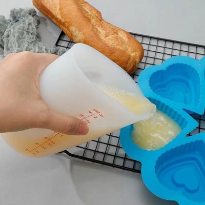 Copo Medidor Dosador Silicone Flexivel Jarra Medidora Graduado 500ml Quimica Confeitaria Xicara Cozinha Culinaria Multiu