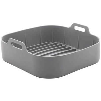 Conjunto 2 Formas Quadradas de Silicone para Air Fryer Cinza 16x5,5cm Reutilizável Cozinha Assar
